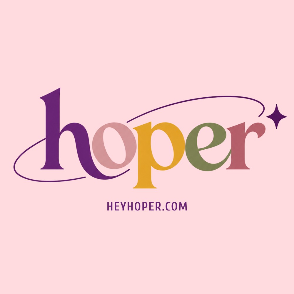 Hoper colorful logo on blush pink